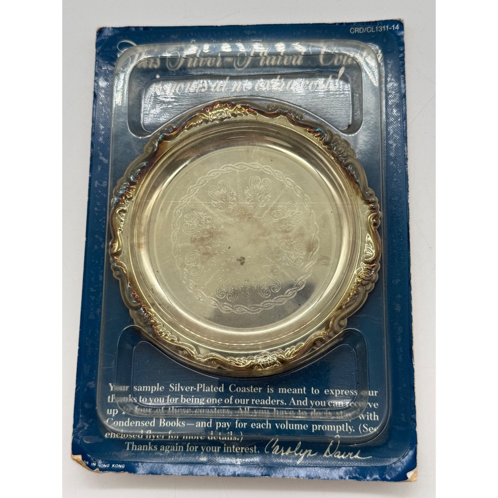 Vintage‎ 1988 Reader's Digest Silver Plated Coaster Scalloped Scroll Embossed
